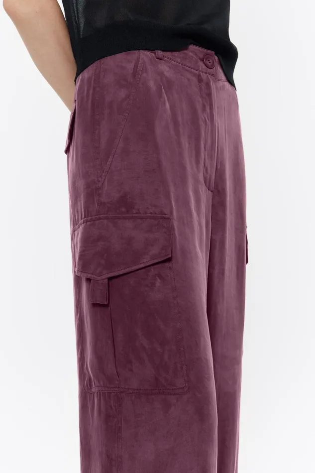 Burgundy Fluid Cargo Trousers Burgundy Women Bimba Y Lola Total Look Burgundy Fluid Cargo Trousers Burgundy Women Bimba Y Lola Total Look