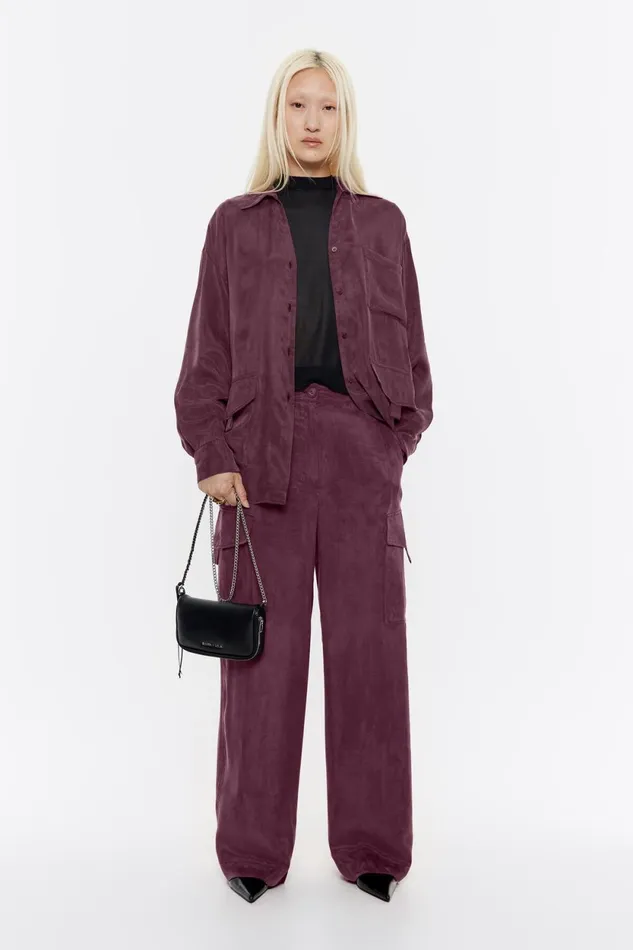 Burgundy Fluid Cargo Trousers Burgundy Women Bimba Y Lola Total Look Burgundy Fluid Cargo Trousers Burgundy Women Bimba Y Lola Total Look