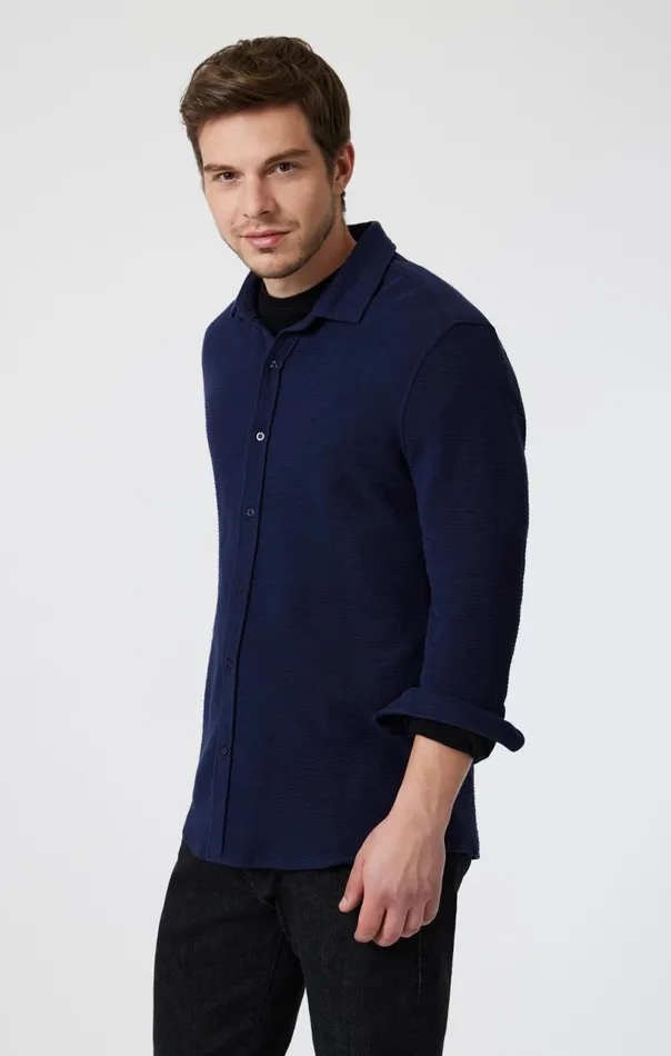 ButtonUp Long Sleeve Shirt In Maritime Blue Men Mavi Jeans Shirts ButtonUp Long Sleeve Shirt In Maritime Blue Men Mavi Jeans Shirts