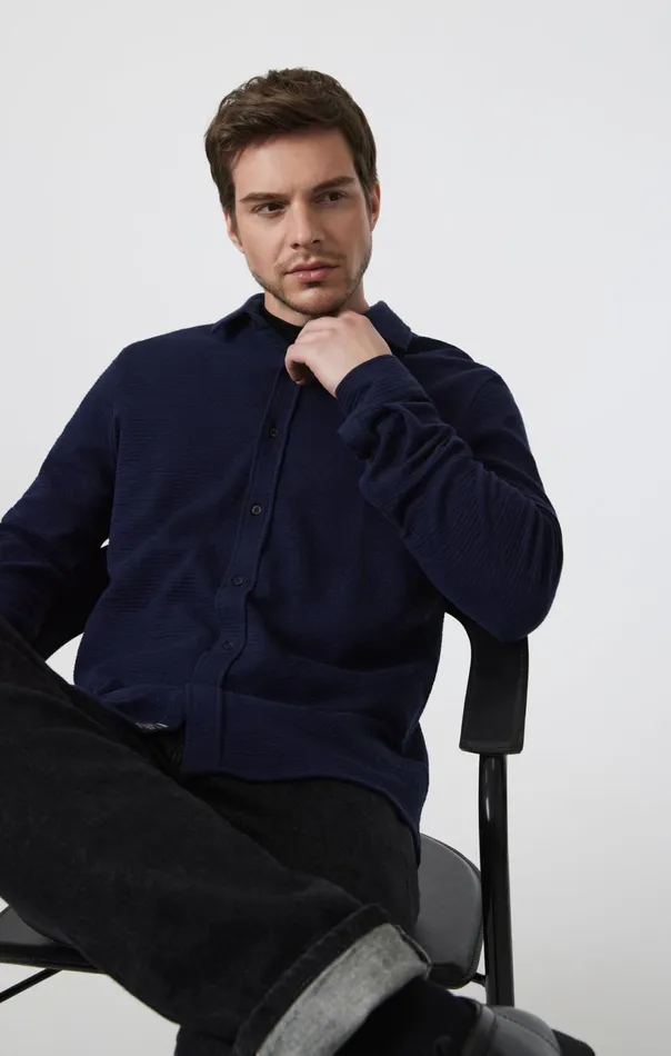 ButtonUp Long Sleeve Shirt In Maritime Blue Men Mavi Jeans Shirts ButtonUp Long Sleeve Shirt In Maritime Blue Men Mavi Jeans Shirts
