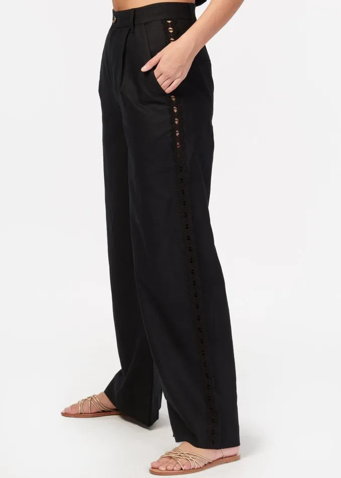 CAMI NYC Bottoms Women Akhila Wide Leg Pant Black