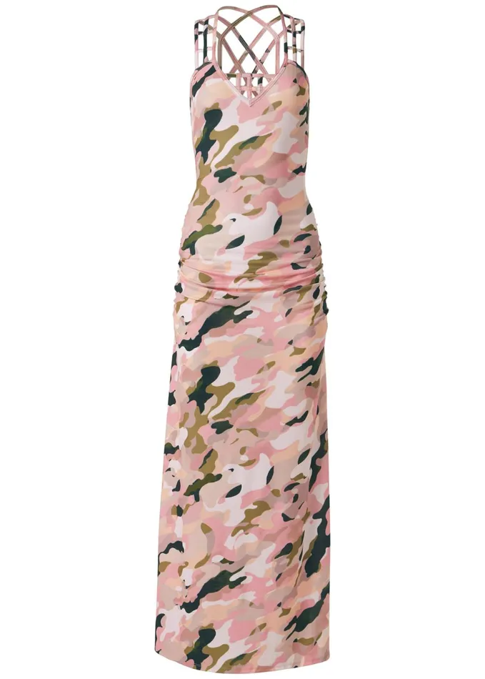 CAMO MAXI DRESS Pink Multi Women VENUS Casual Dresses