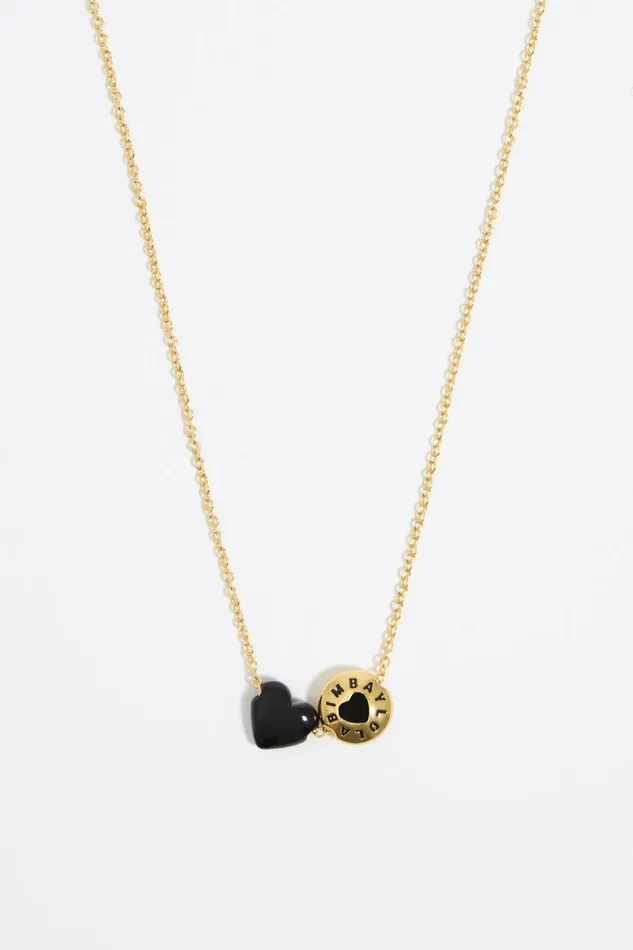 Candy Logo And Black Heart Necklace Black Women Bimba Y Lola Jewelry Candy Logo And Black Heart Necklace Black Women Bimba Y Lola Jewelry