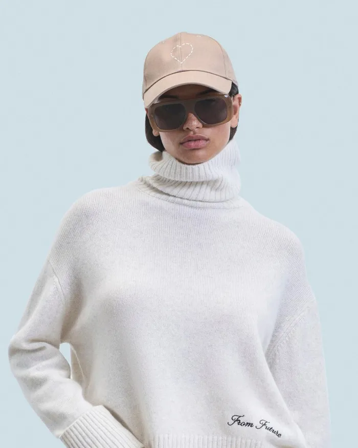 Caps From Future Embroidered Heart Curved Visor Cap Taupe