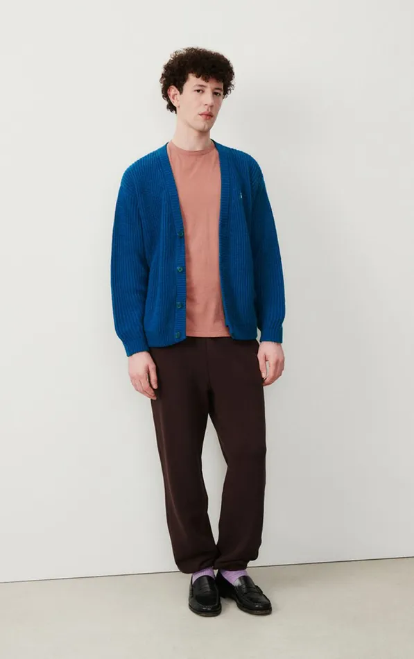 Cardigan Crashway Prussian Blue Melange Men American Vintage Jumpers and Cardigans Cardigan Crashway Prussian Blue Melange Men American Vintage Jumpers and Cardigans