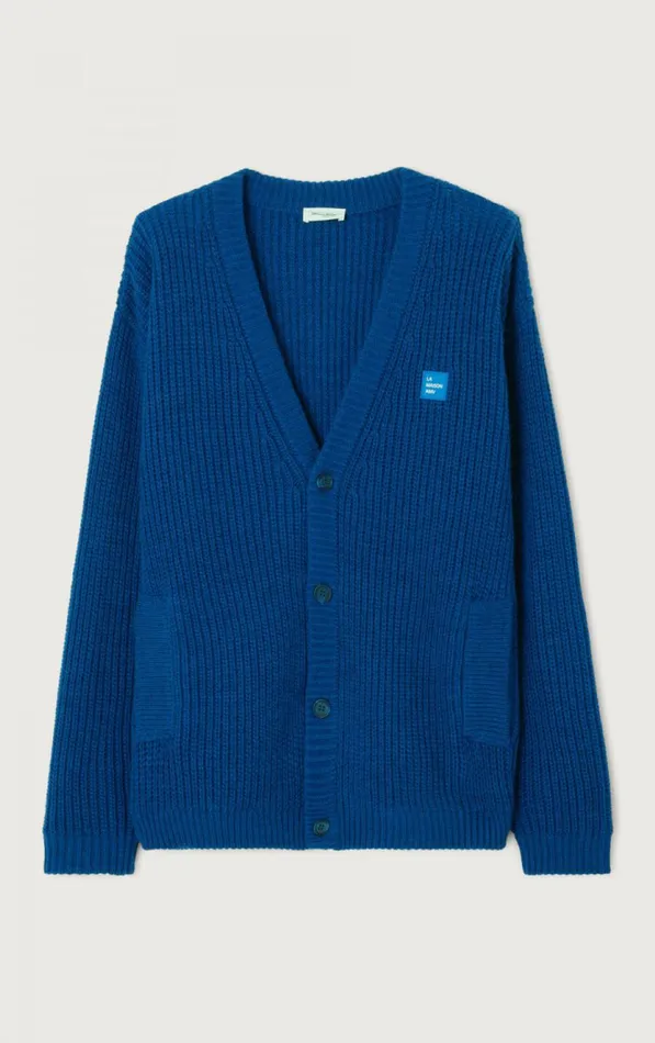 Cardigan Crashway Prussian Blue Melange Men American Vintage Jumpers and Cardigans Cardigan Crashway Prussian Blue Melange Men American Vintage Jumpers and Cardigans