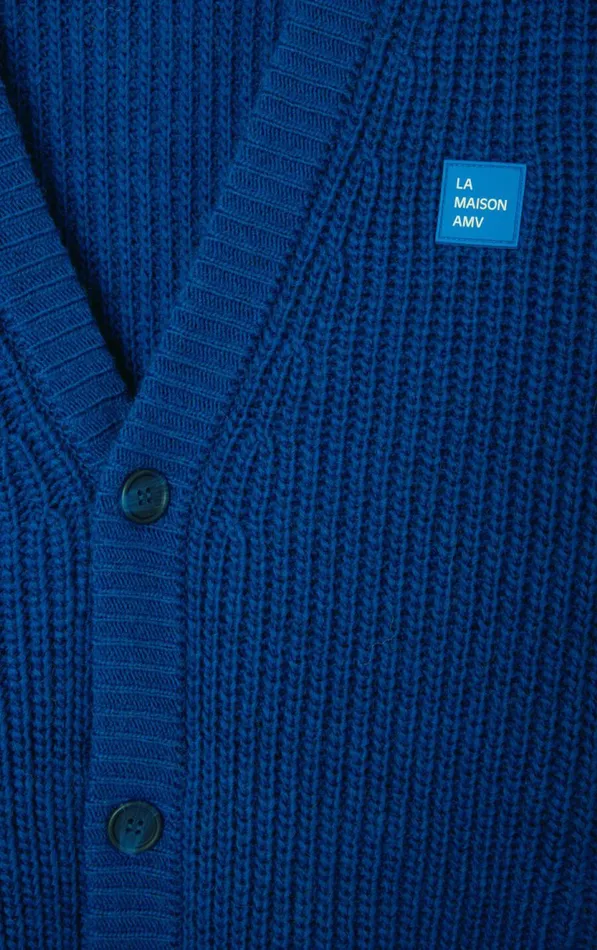 Cardigan Crashway Prussian Blue Melange Men American Vintage Jumpers and Cardigans Cardigan Crashway Prussian Blue Melange Men American Vintage Jumpers and Cardigans