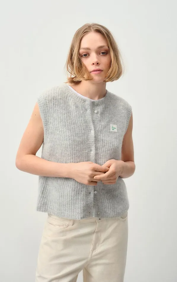 Cardigan East Heather Grey Women American Vintage Jumpers and Cardigans