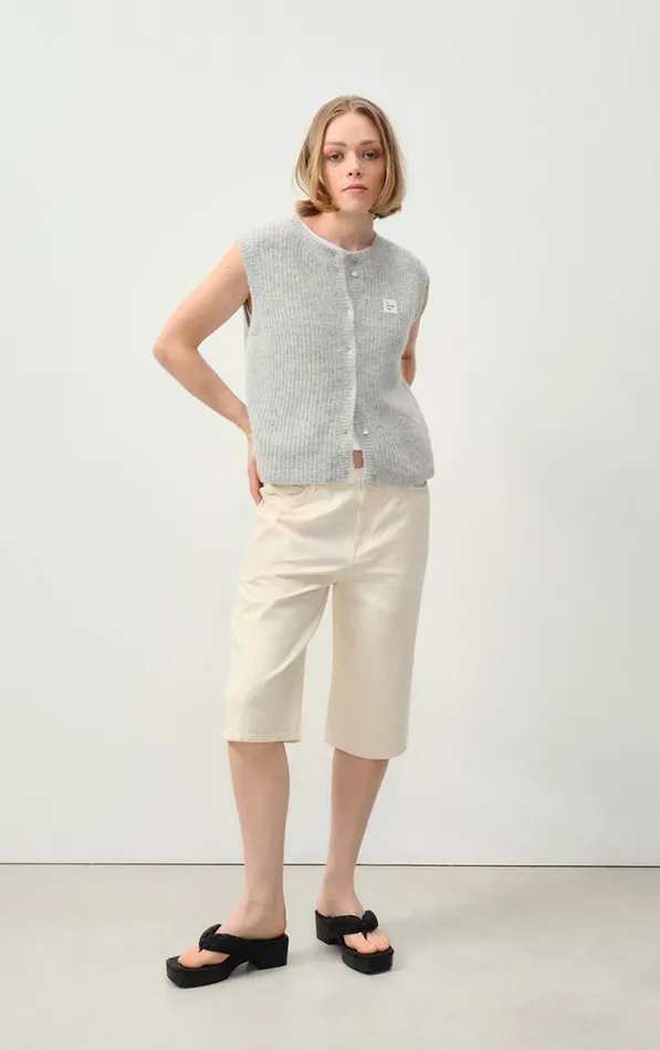 Cardigan East Heather Grey Women American Vintage Jumpers and Cardigans Cardigan East Heather Grey Women American Vintage Jumpers and Cardigans