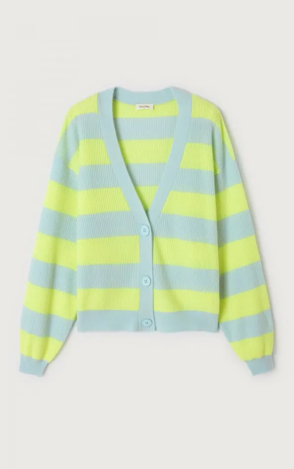 Cardigan Raxow Neon Yellow Crystal Striped Women American Vintage Jumpers and Cardigans Cardigan Raxow Neon Yellow Crystal Striped Women American Vintage Jumpers and Cardigans