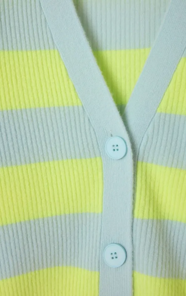 Cardigan Raxow Neon Yellow Crystal Striped Women American Vintage Jumpers and Cardigans Cardigan Raxow Neon Yellow Crystal Striped Women American Vintage Jumpers and Cardigans