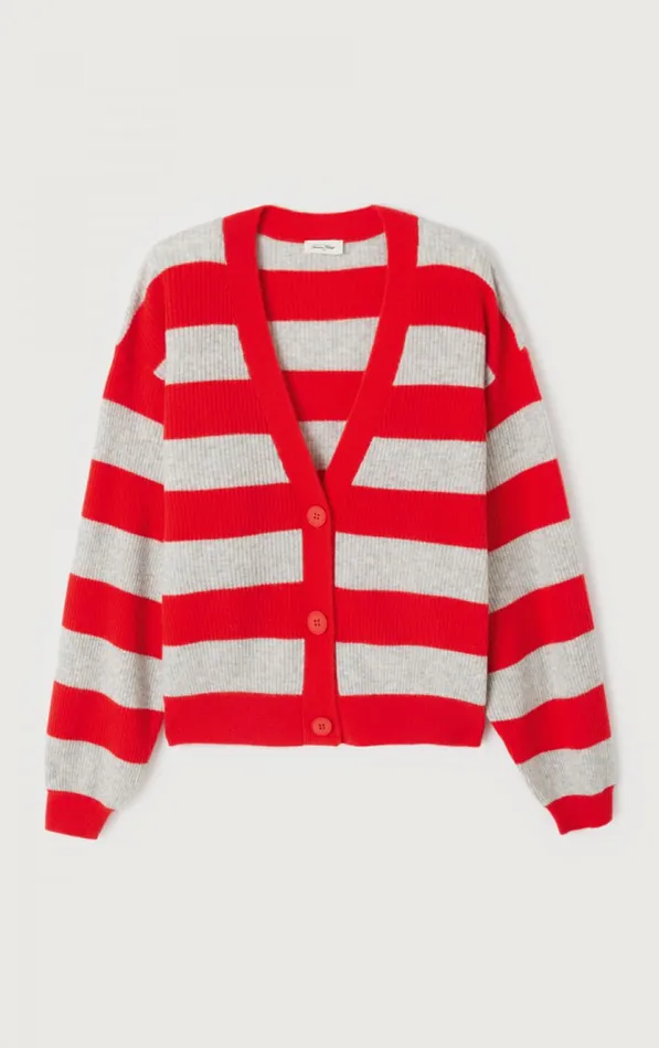 Cardigan Raxow Strawberry Striped Grey Melange Women American Vintage Jumpers and Cardigans Cardigan Raxow Strawberry Striped Grey Melange Women American Vintage Jumpers and Cardigans