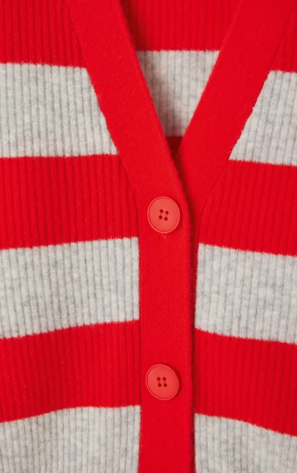 Cardigan Raxow Strawberry Striped Grey Melange Women American Vintage Jumpers and Cardigans Cardigan Raxow Strawberry Striped Grey Melange Women American Vintage Jumpers and Cardigans