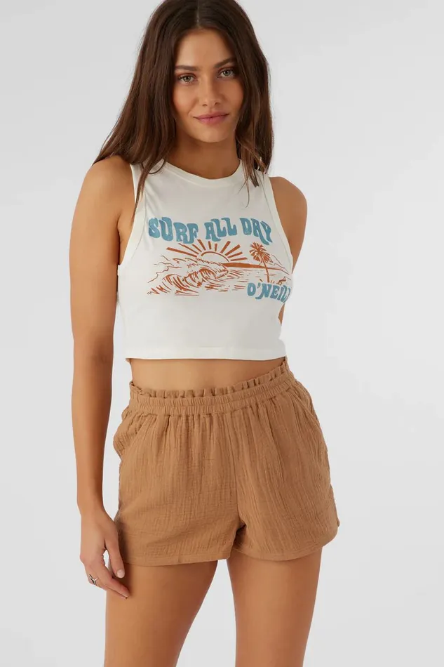 CARLA CRINKLE DOUBLE GAUZE BEACH SHORTS Tobacc Brw Women O039NEILL Collections CARLA CRINKLE DOUBLE GAUZE BEACH SHORTS Tobacc Brw Women O039NEILL Collections
