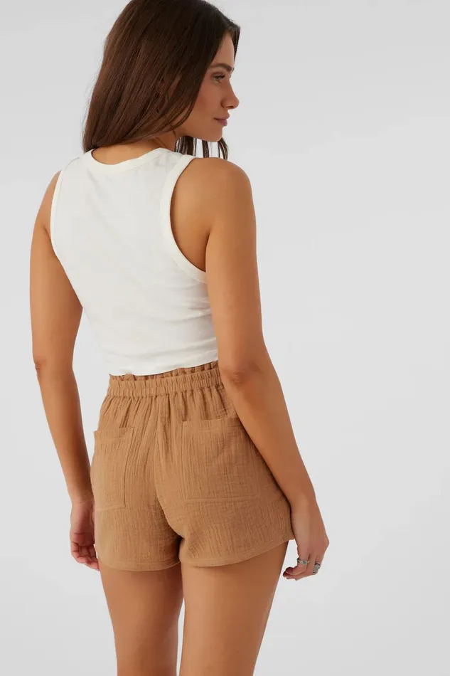 CARLA CRINKLE DOUBLE GAUZE BEACH SHORTS Tobacc Brw Women O039NEILL Collections