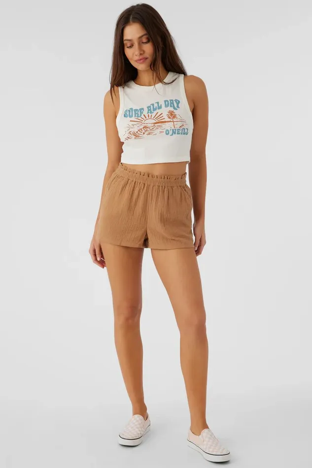 CARLA CRINKLE DOUBLE GAUZE BEACH SHORTS Tobacc Brw Women O039NEILL Collections
