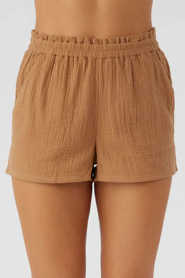 CARLA CRINKLE DOUBLE GAUZE BEACH SHORTS Tobacc Brw Women O039NEILL Collections