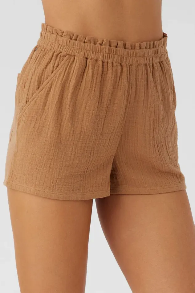 CARLA CRINKLE DOUBLE GAUZE BEACH SHORTS Tobacc Brw Women O039NEILL Collections