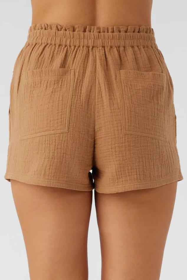 CARLA CRINKLE DOUBLE GAUZE BEACH SHORTS Tobacc Brw Women O039NEILL Collections