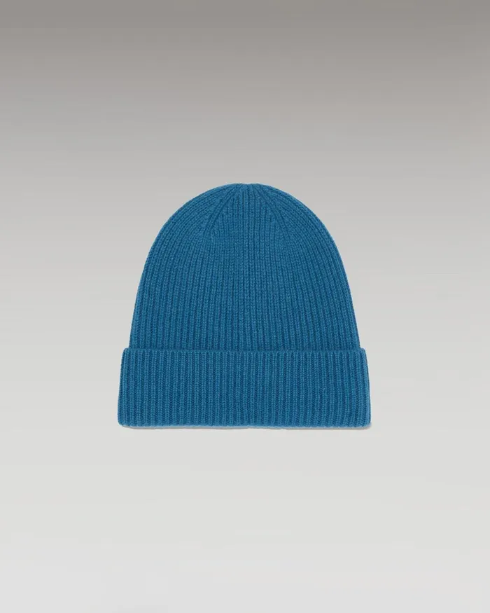 Cashmere Beanies From Future Cuffed Beanie With Small Ribs Prussian Blue