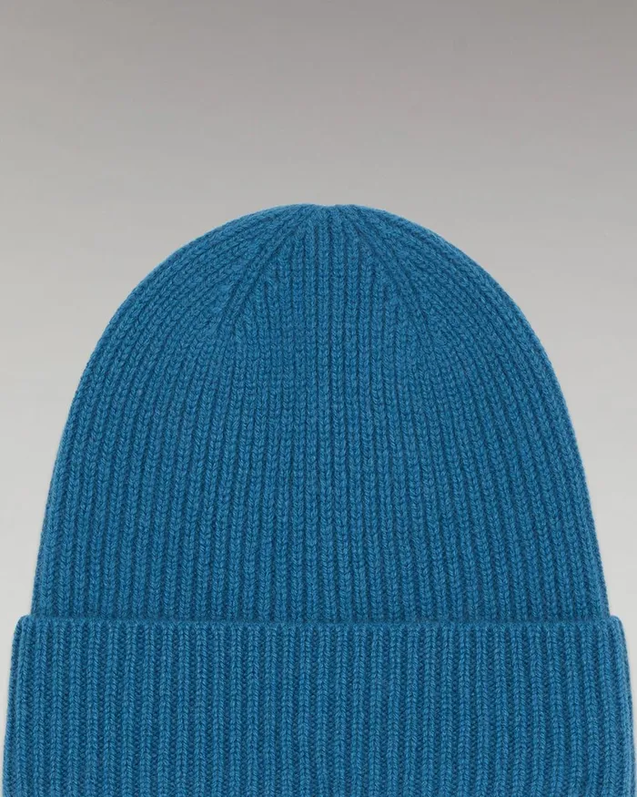 Cashmere Beanies From Future Cuffed Beanie With Small Ribs Prussian Blue