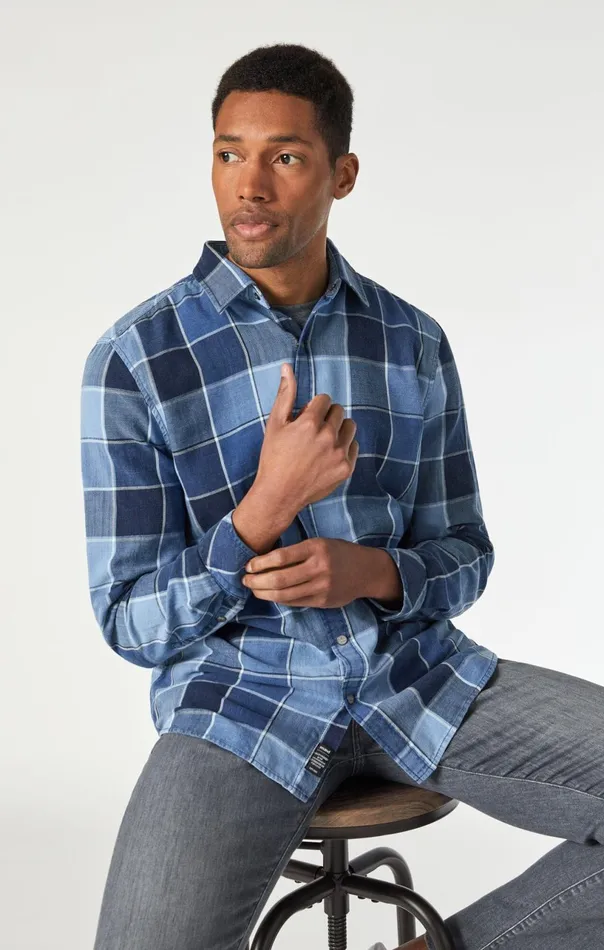 Check Shirt In Indigo Check Men Mavi Jeans TShirts Check Shirt In Indigo Check Men Mavi Jeans TShirts