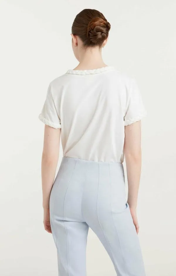 Cinq Sept Braided Tee White Women Tees