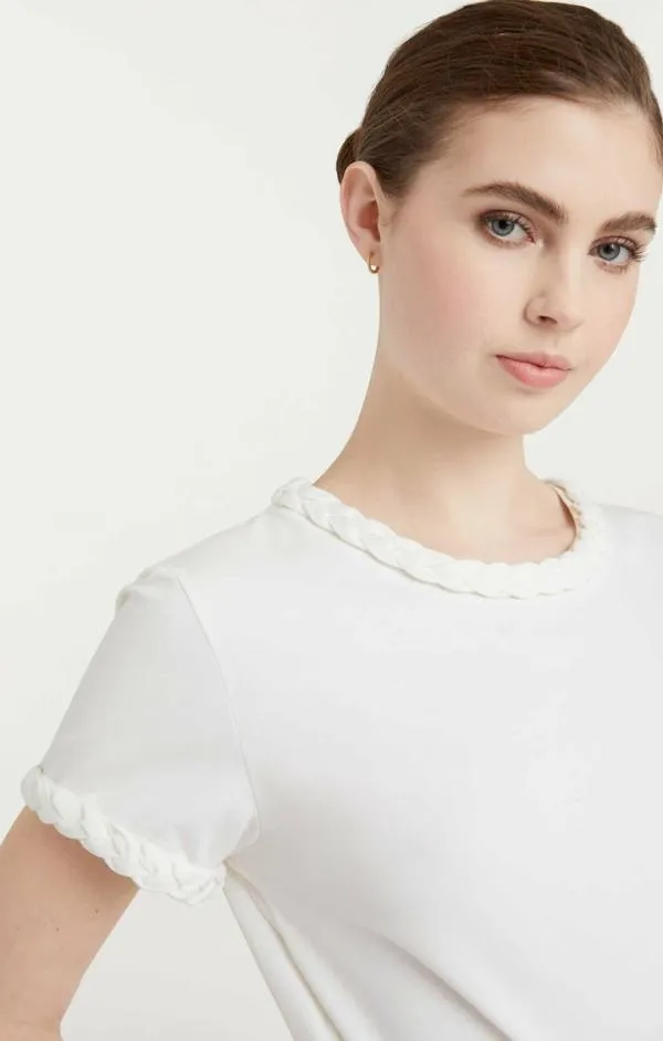 Cinq Sept Braided Tee White Women Tees