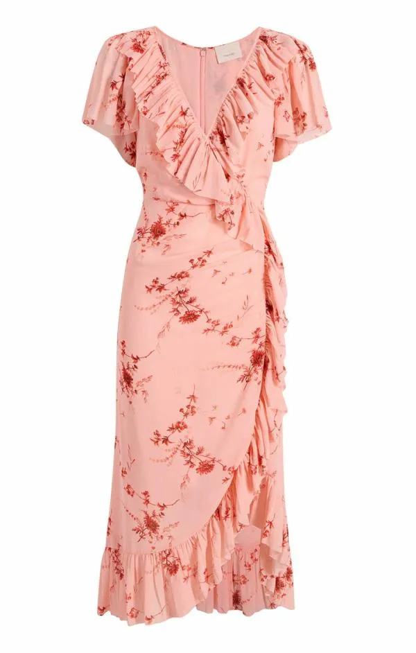 Cinq Sept Fleur Sheilla Dress Pale Rose Multi Women Midi