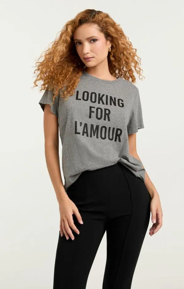 Cinq Sept Looking For L039amour Tee Heather Greyblack Women Tees