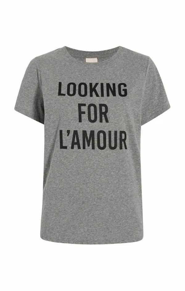 Cinq Sept Looking For L039amour Tee Heather Greyblack Women Tees