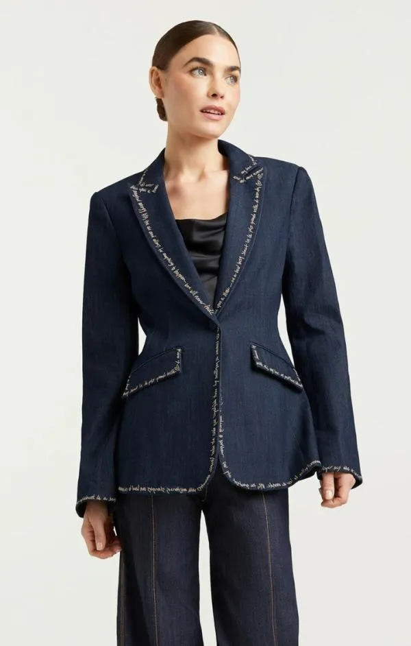 Cinq Sept Love Letter Denim Cheyenne Blazer Indigo Women Blazers