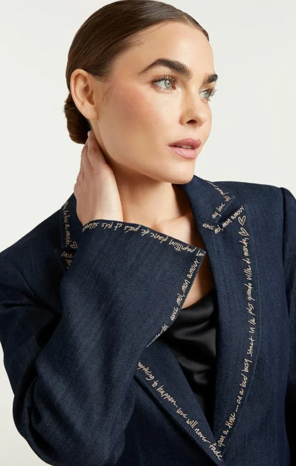 Cinq Sept Love Letter Denim Cheyenne Blazer Indigo Women Blazers