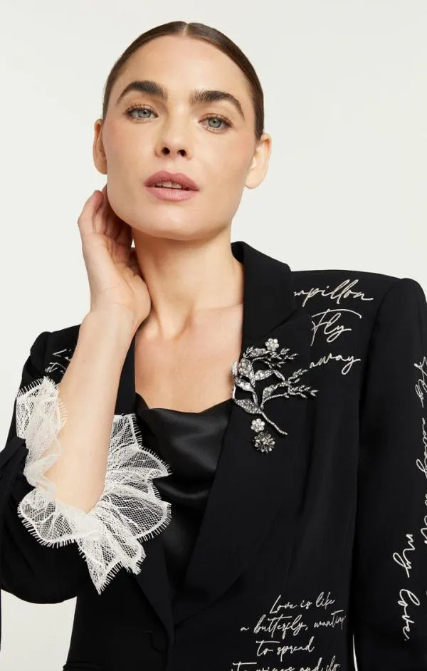 Cinq Sept Mon Amour Embellished Roxie Blazer Blackgilver Women Blazers