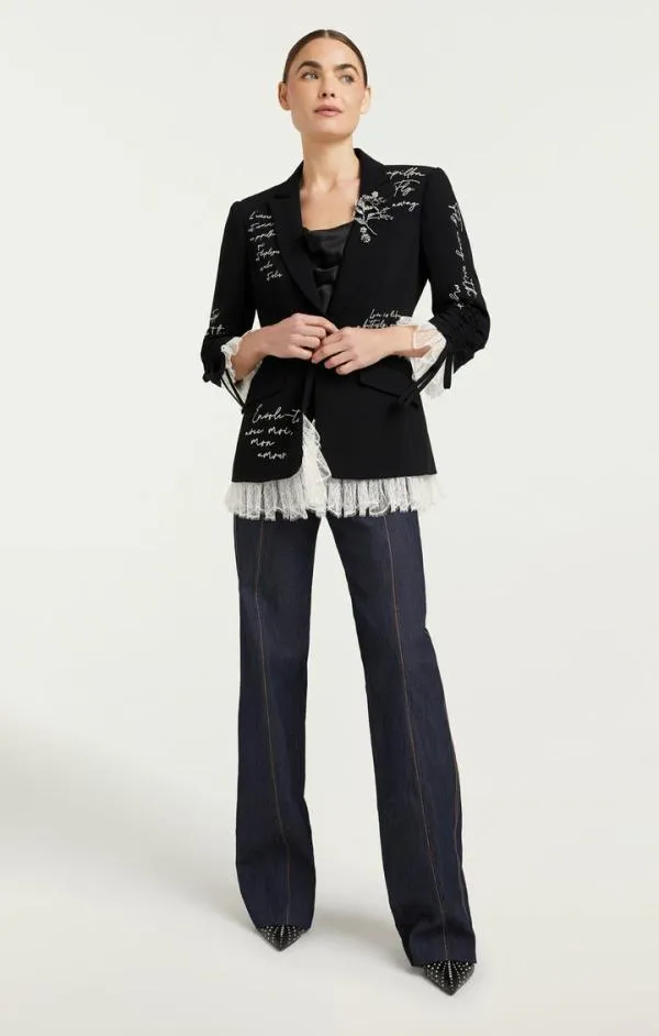 Cinq Sept Mon Amour Embellished Roxie Blazer Blackgilver Women Blazers