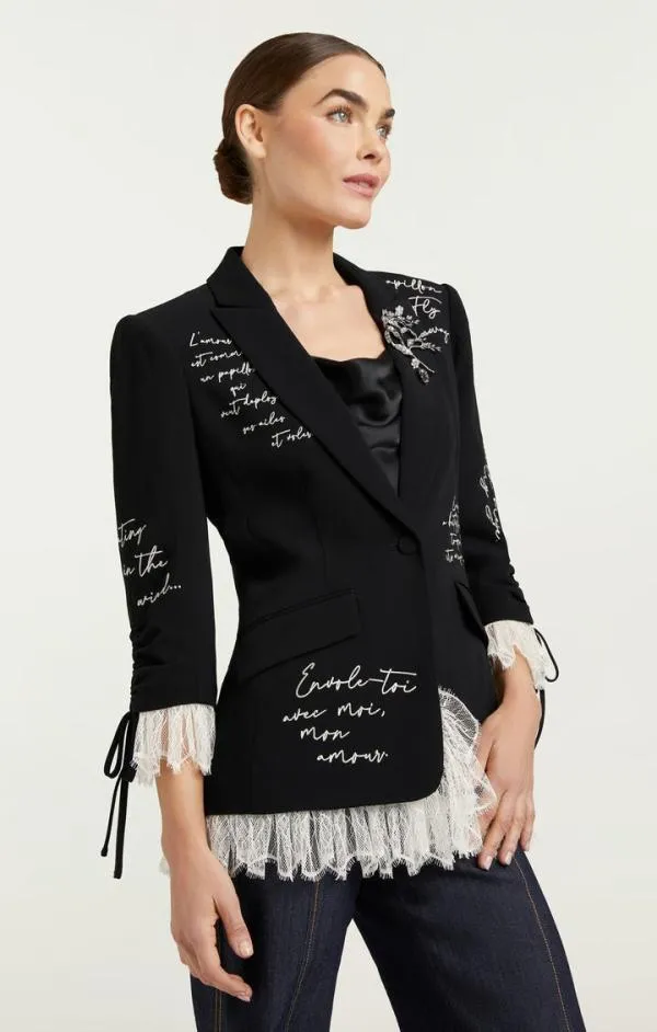 Cinq Sept Mon Amour Embellished Roxie Blazer Blackgilver Women Blazers