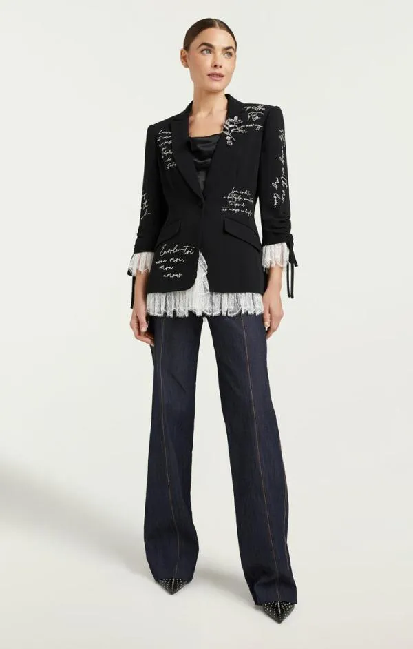 Cinq Sept Mon Amour Embellished Roxie Blazer Blackgilver Women Blazers