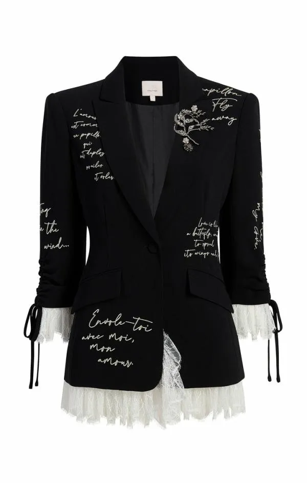 Cinq Sept Mon Amour Embellished Roxie Blazer Blackgilver Women Blazers