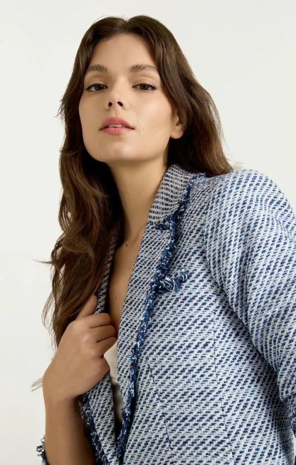 Cinq Sept Noemie Boucle Khloe Blazer Navy Multi Women Blazers