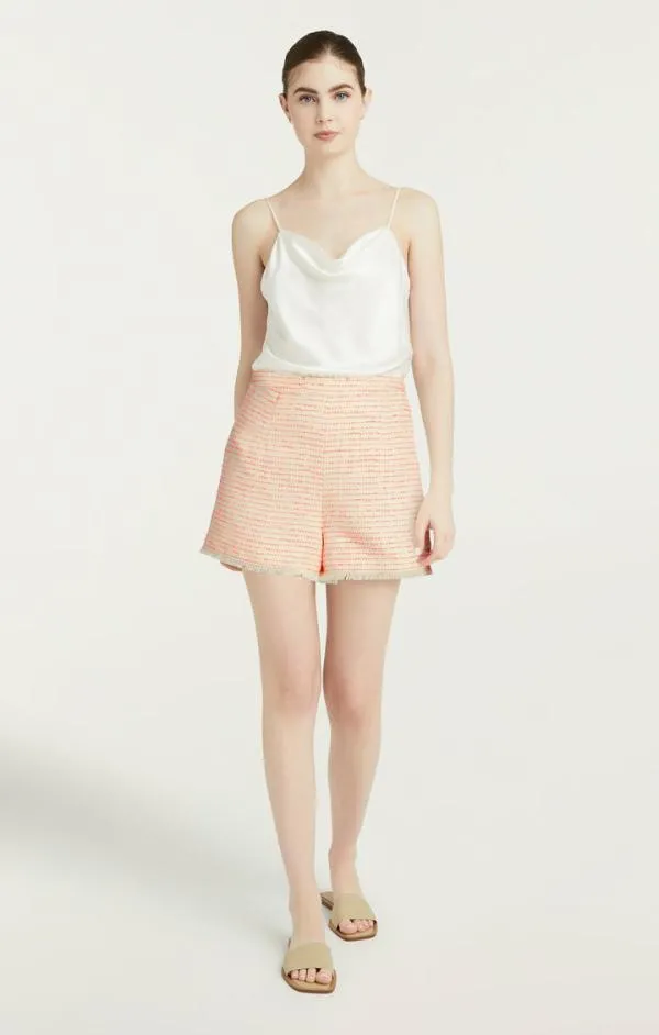 Cinq Sept Tweed Coronado Short Ivoryneon Coral Women Shorts