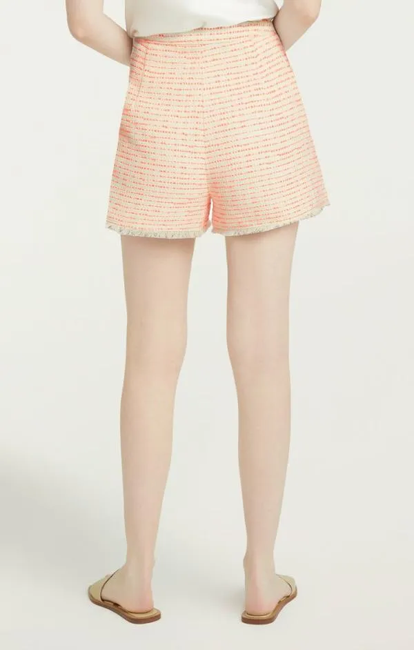 Cinq Sept Tweed Coronado Short Ivoryneon Coral Women Shorts