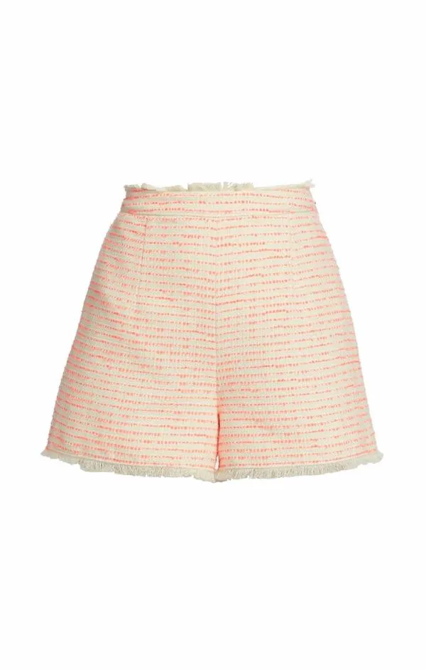 Cinq Sept Tweed Coronado Short Ivoryneon Coral Women Shorts