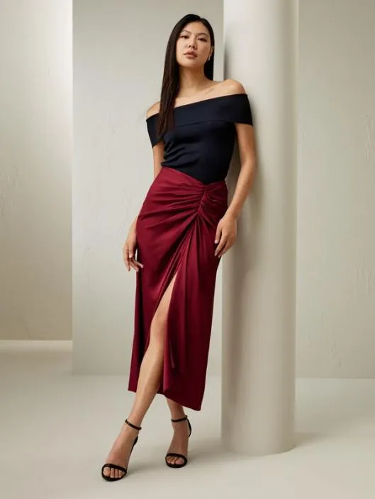 Coastline Silk Midi Skirt 8211 Elegant And Casual Silk Skirt Women Lilysilk Bottoms