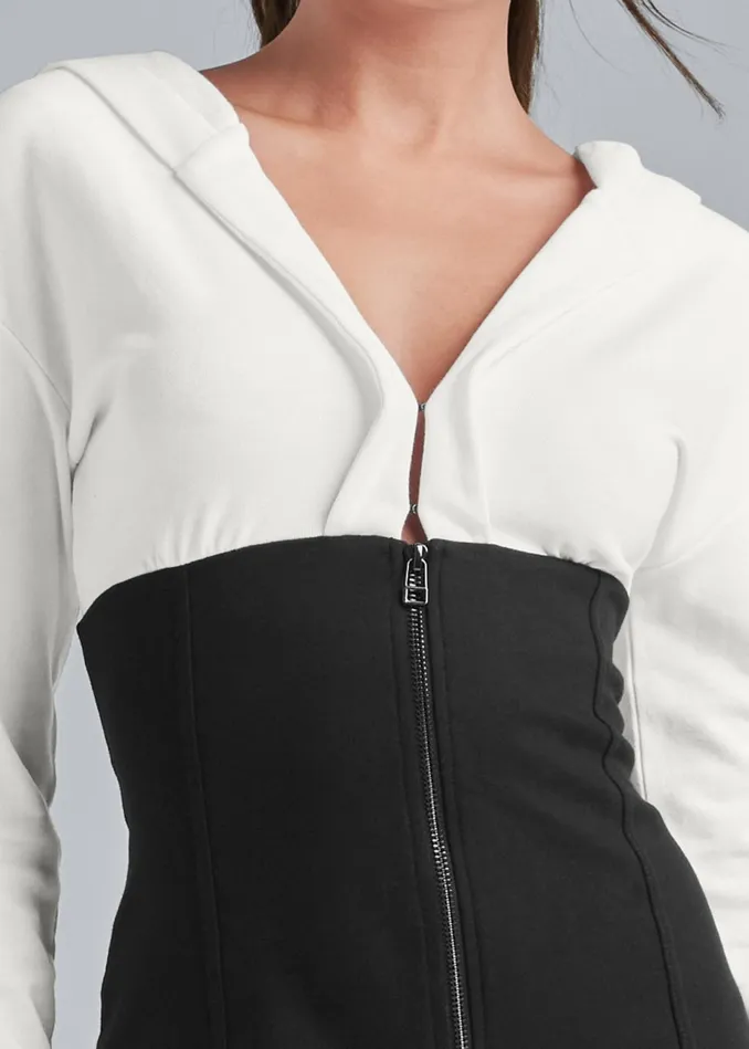 COLOR BLOCK CORSET DRESS Black and White Women VENUS Dresses COLOR BLOCK CORSET DRESS Black and White Women VENUS Dresses