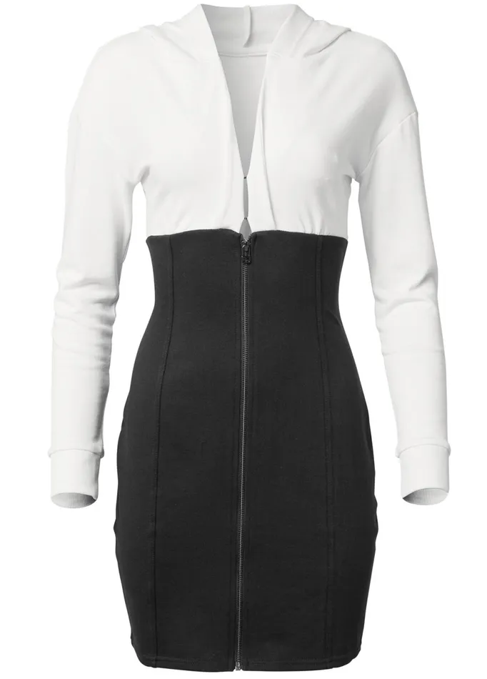 COLOR BLOCK CORSET DRESS Black and White Women VENUS Dresses COLOR BLOCK CORSET DRESS Black and White Women VENUS Dresses