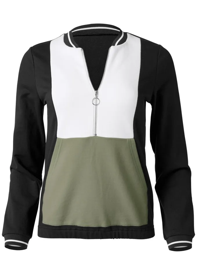 COLOR BLOCK SWEATSHIRT Olive Multi Women VENUS Sweatshirts and Hoodies