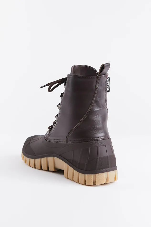 Combat Boots Women Stutterheim Patrol Boot Leather Coffee
