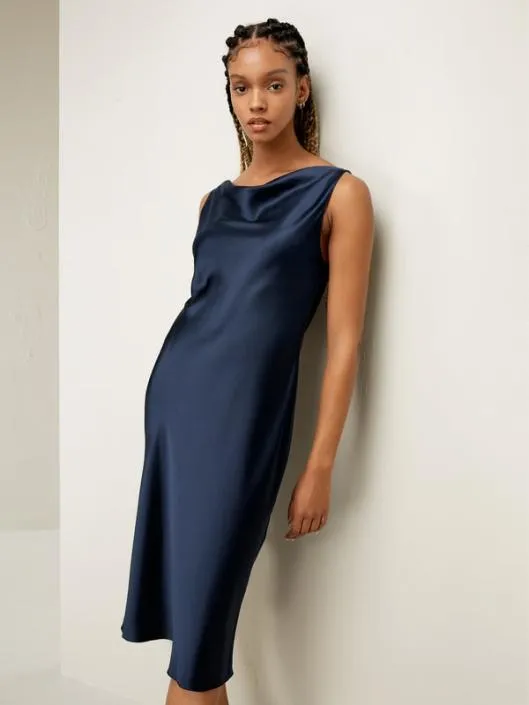 Cowl Neck Midi Silk Dress 8211 Elegant And Luxurious For Work And Party Women Jumpsuits Lilysilk Dresses Cowl Neck Midi Silk Dress 8211 Elegant And Luxurious For Work And Party Women Jumpsuits Lilysilk Dresses