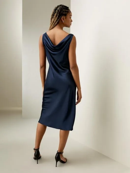 Cowl Neck Midi Silk Dress 8211 Elegant And Luxurious For Work And Party Women Jumpsuits Lilysilk Dresses