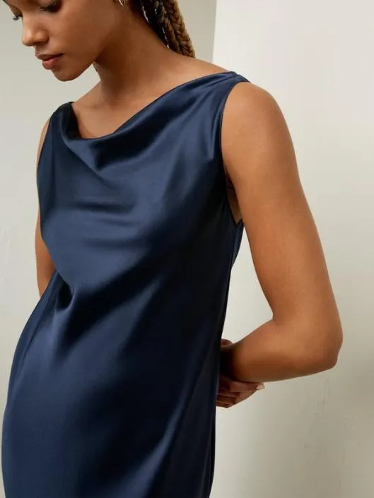 Cowl Neck Midi Silk Dress 8211 Elegant And Luxurious For Work And Party Women Jumpsuits Lilysilk Dresses